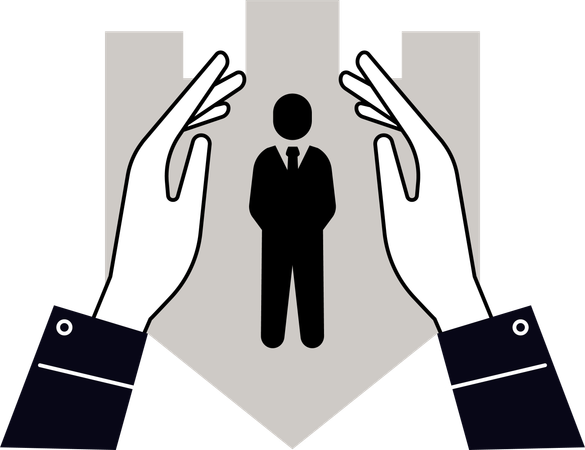 Businessman protecting business employee  Illustration