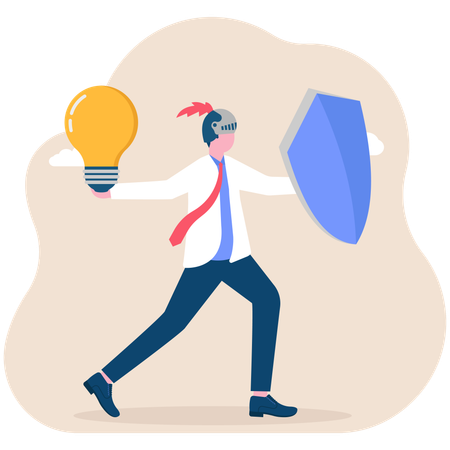 Businessman protecting business idea  Illustration