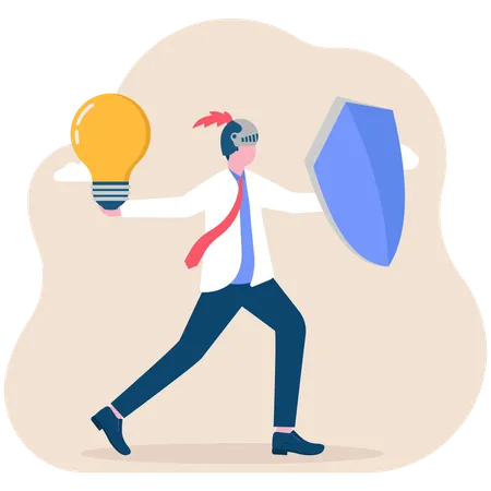 Businessman protecting business idea  Illustration