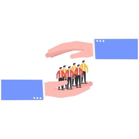 Businessman protecting business team  Illustration