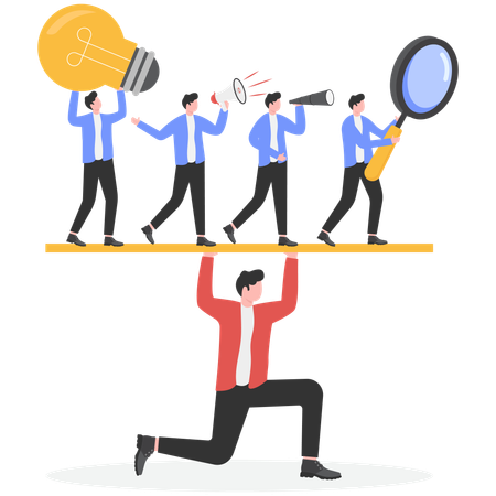 Businessman protecting business team  Illustration