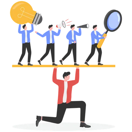 Businessman protecting business team  Illustration