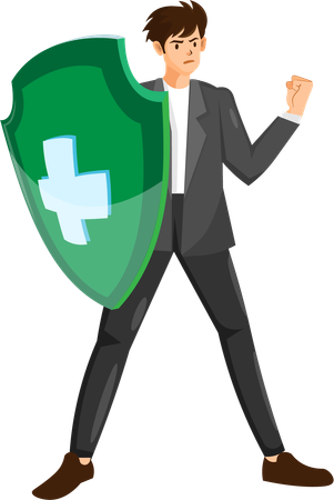 Businessman protecting business using shield  Illustration