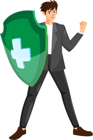 Businessman protecting business using shield  Illustration