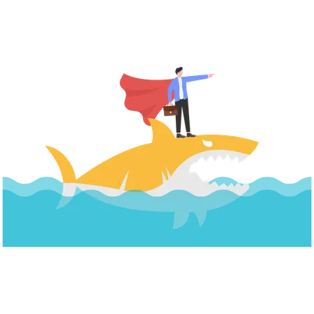 Businessman protecting company from risk effects  Illustration