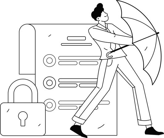 Businessman protecting Copyright Infringement  Illustration