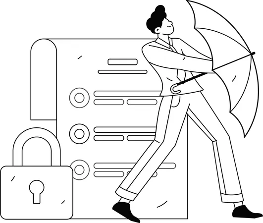 Businessman protecting Copyright Infringement  Illustration