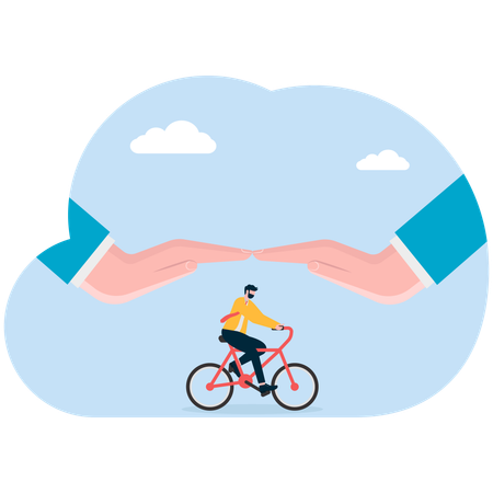 Businessman protecting employee from debts  Illustration