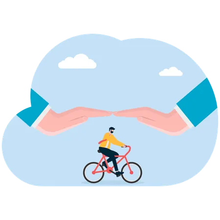 Businessman protecting employee from debts  Illustration