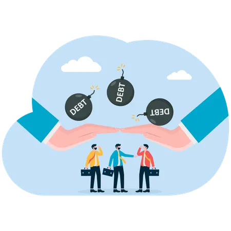 Businessman protecting employees from debt issues  Illustration