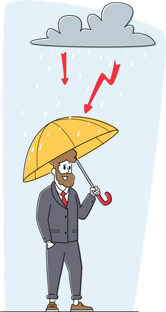 Businessman protecting himself by insurance Illustration