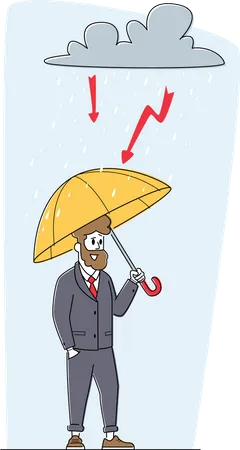 Businessman protecting himself by insurance Illustration