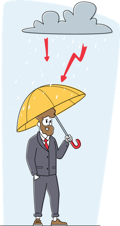 Businessman protecting himself by insurance  Illustration