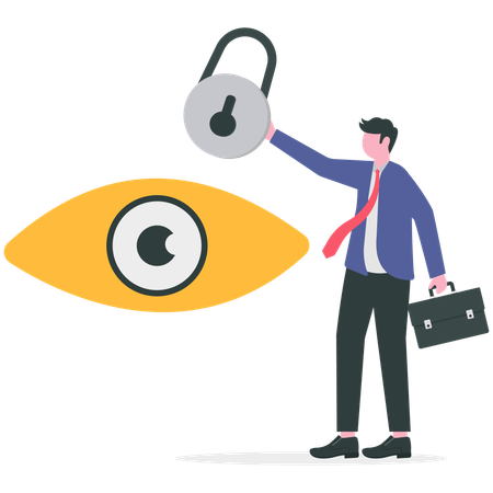 Businessman protecting personal information  Illustration