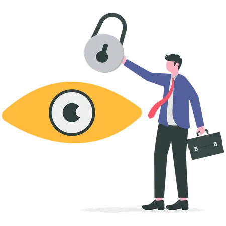 Businessman protecting personal information  Illustration