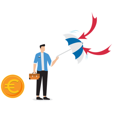 Businessman protects euro from arrow  Illustration