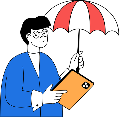 Businessman protects his business  Illustration