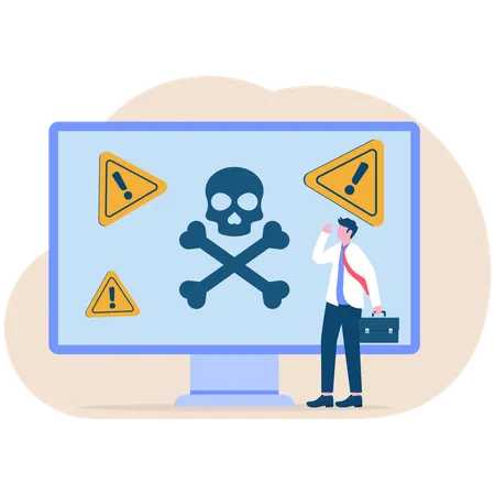 Businessman protects his website against malware  Illustration