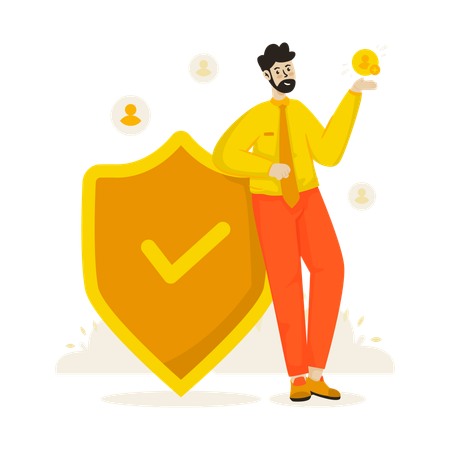 Businessman provides Client protection services  Illustration