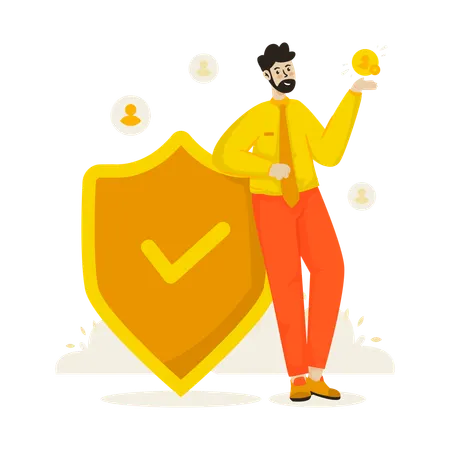 Businessman provides Client protection services  Illustration