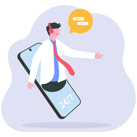 Businessman provides customer support  Illustration