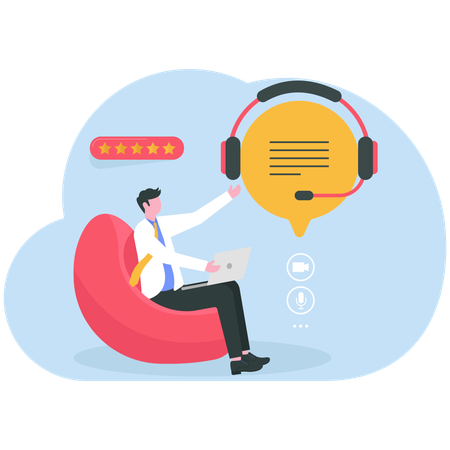 Businessman provides customer support services  Illustration