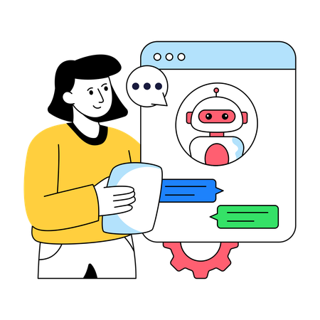 Businessman provides Robotic Chat  Illustration