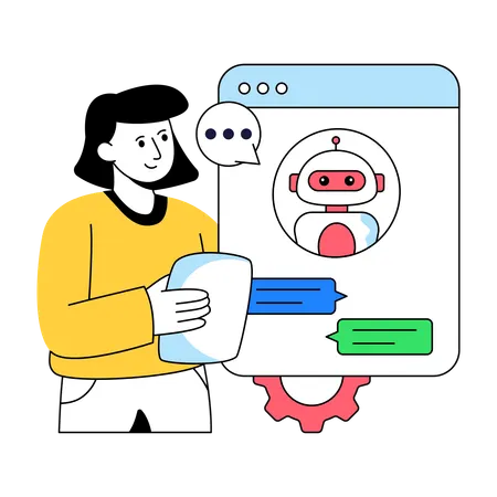 Businessman provides Robotic Chat  Illustration