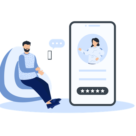 Businessman providing online customer support  Illustration