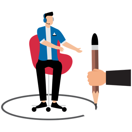 Businessman providing private workspace boundary  Illustration