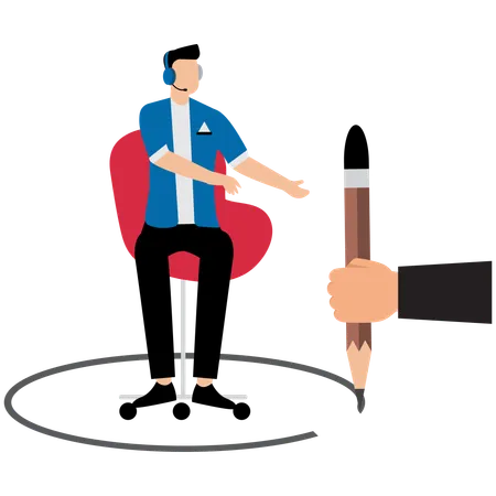 Businessman providing private workspace boundary  Illustration