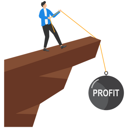 Businessman pull up hard profit  Illustration