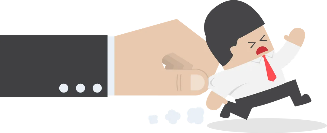 Businessman pulled by large hand  Illustration