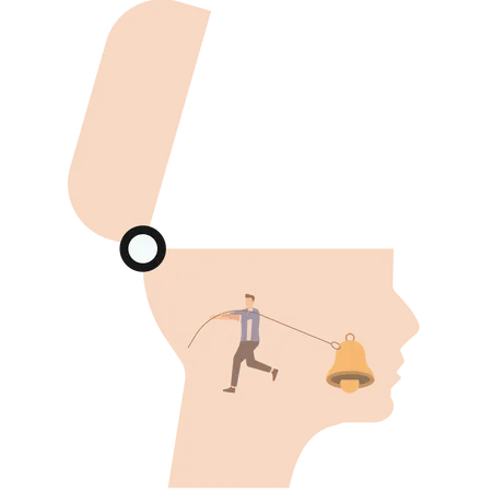 Businessman pulling bells inside their heads  Illustration