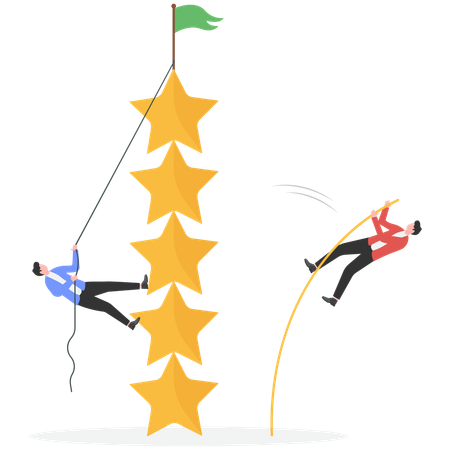 Businessman pulling best star rating  Illustration