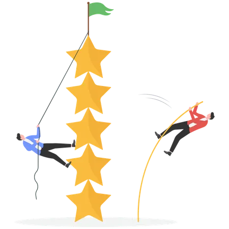 Businessman pulling best star rating  Illustration