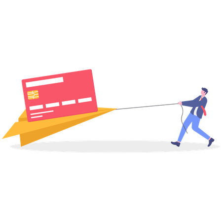 Businessman pulling credit card  Illustration