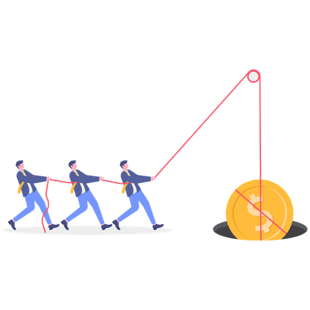 Businessman pulling dollar up  Illustration