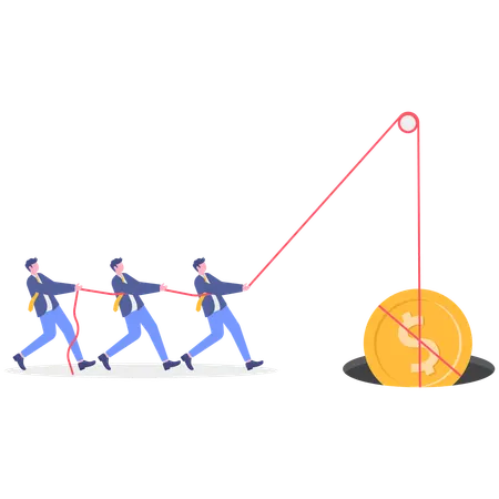 Businessman pulling dollar up  Illustration
