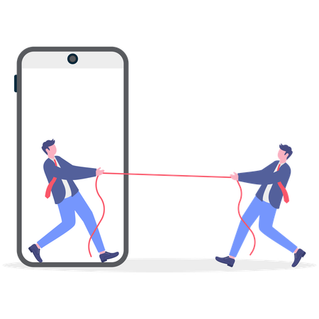 Businessman pulling employee  Illustration
