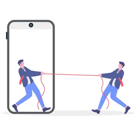 Businessman pulling employee  Illustration
