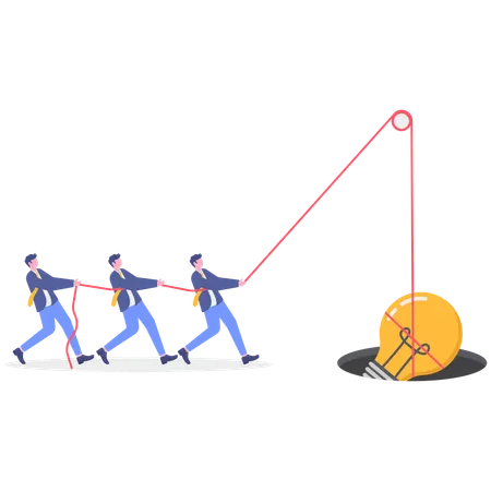 Businessman pulling idea up  Illustration