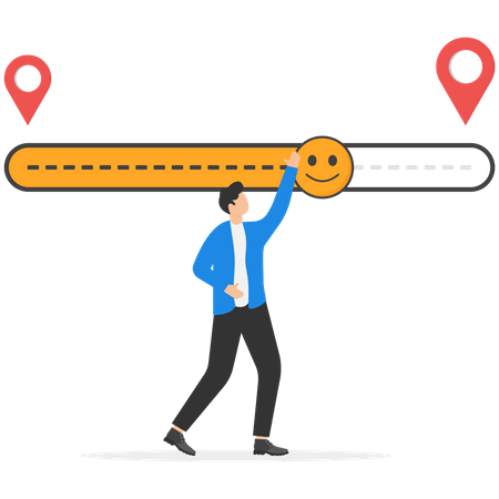 Businessman pulling lever happy emoji  Illustration
