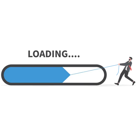 Businessman pulling load bar  Illustration