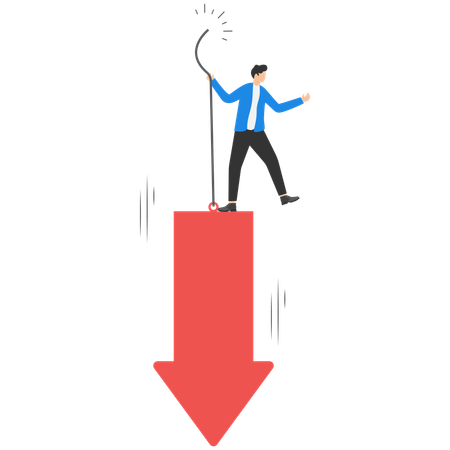Businessman pulling loss chart  Illustration