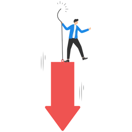 Businessman pulling loss chart  Illustration