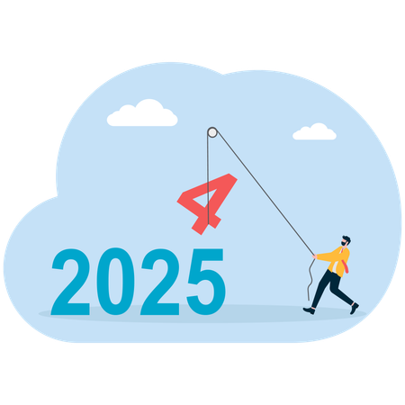Businessman pulling old year number from new year  Illustration