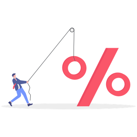 Businessman pulling percentage up  Illustration