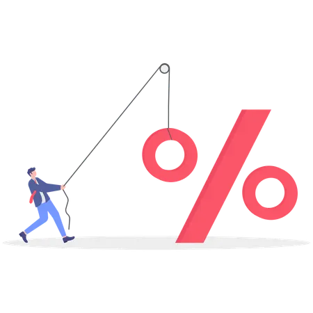 Businessman pulling percentage up  Illustration