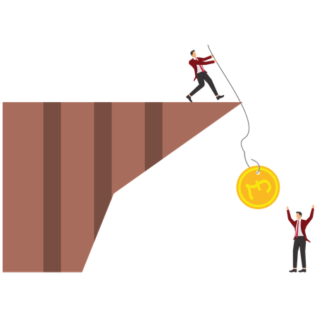 Businessman pulling pound while Make money  Illustration